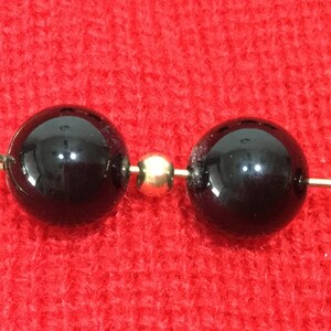 Vintage Black Onyx Earrings Set Three Beads FREE US Shipping Mid Century Classic Dangles image 5