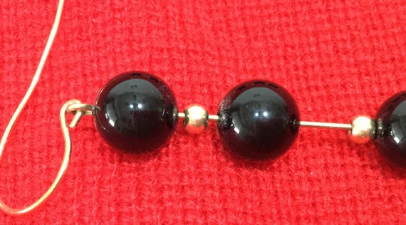 Vintage Black Onyx Earrings Set Three Beads FREE … - image 5