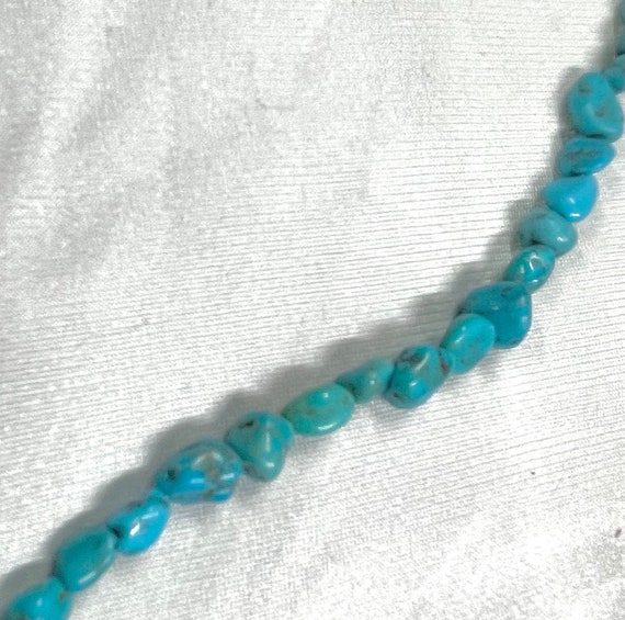 Turquoise Stone Necklace  Long Strand 42" native … - image 8
