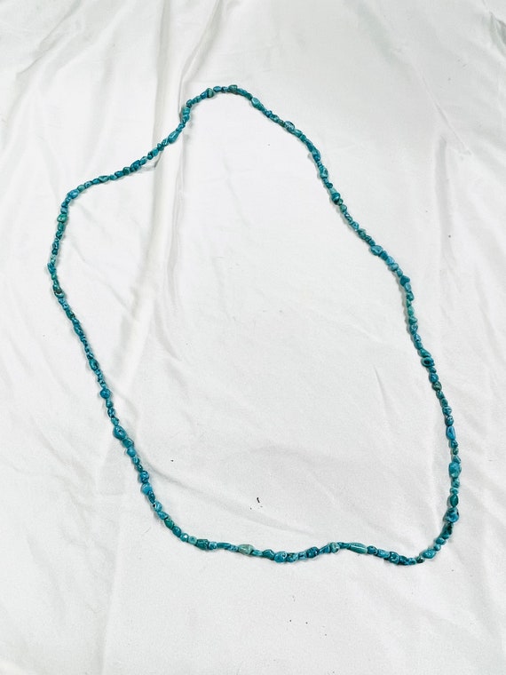 Turquoise Stone Necklace  Long Strand 42" native … - image 1