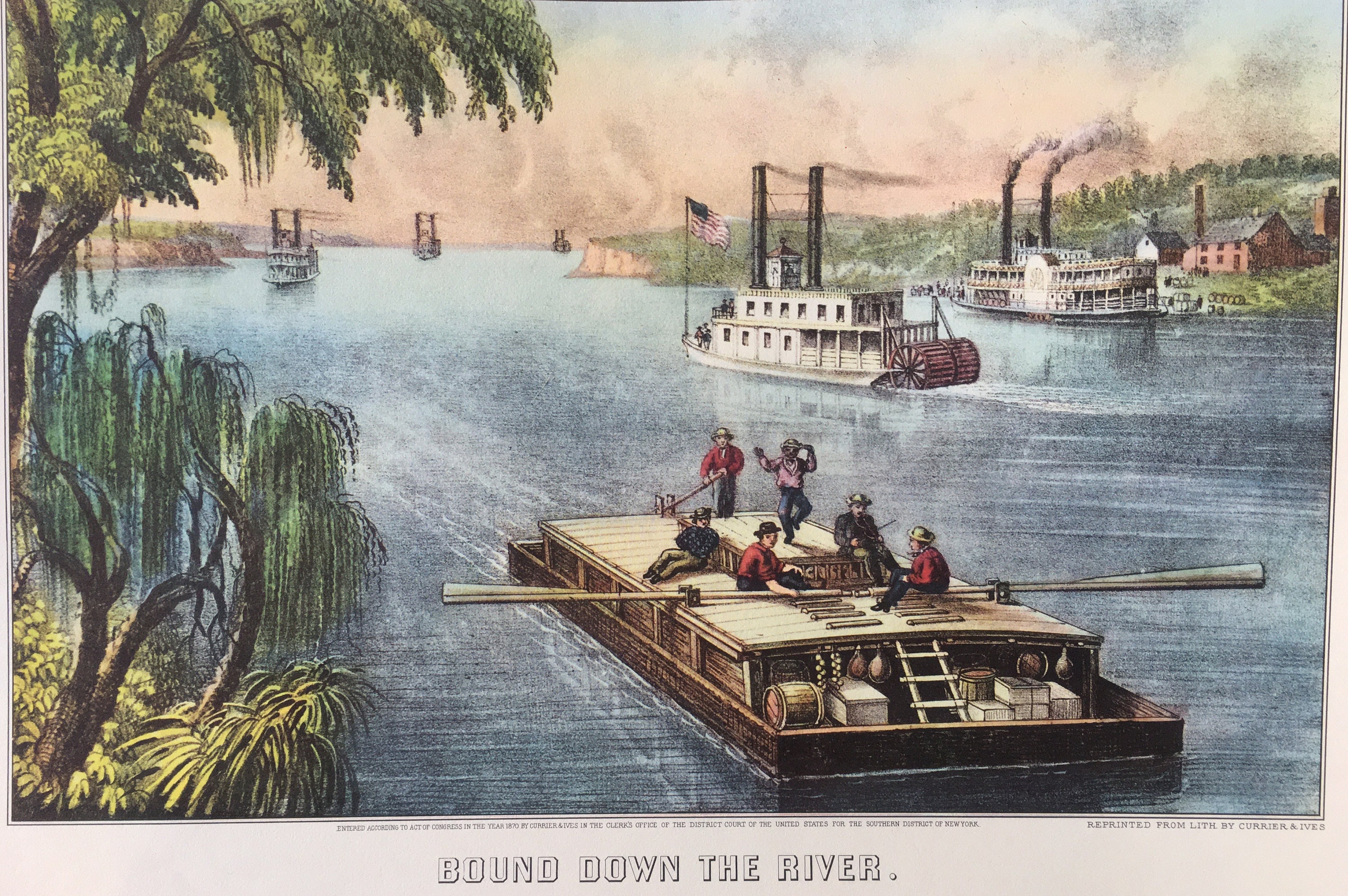 Bound Down the River, Currier & Ives Americana Art Mississippi