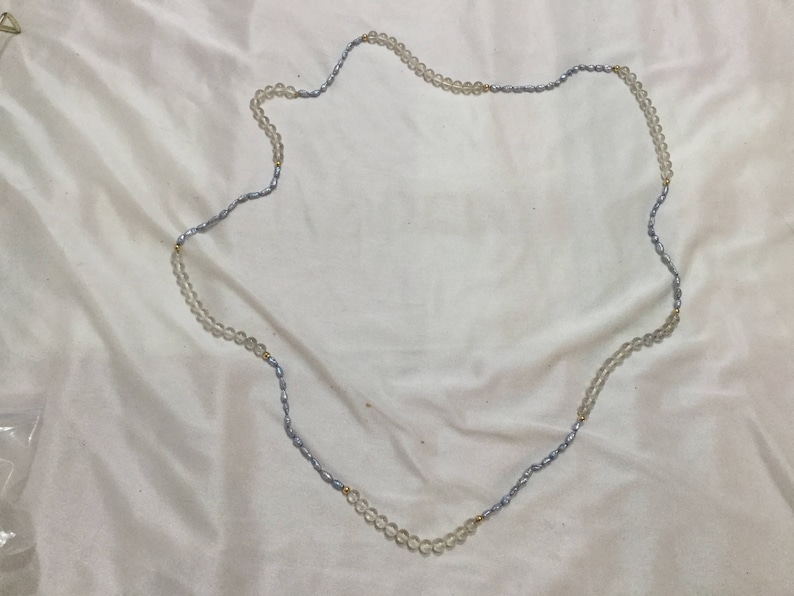Blue Seed pearl /& Crystal 36 necklace Strand Great Colors FREE SHIPPING USA