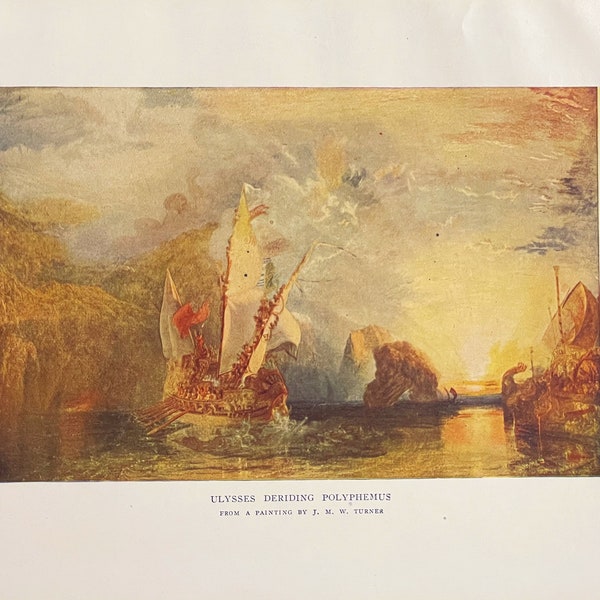 Ulysse se moquant de Polyphème par Turner 1927 Lithographie Art Print Odyssée d'Homère