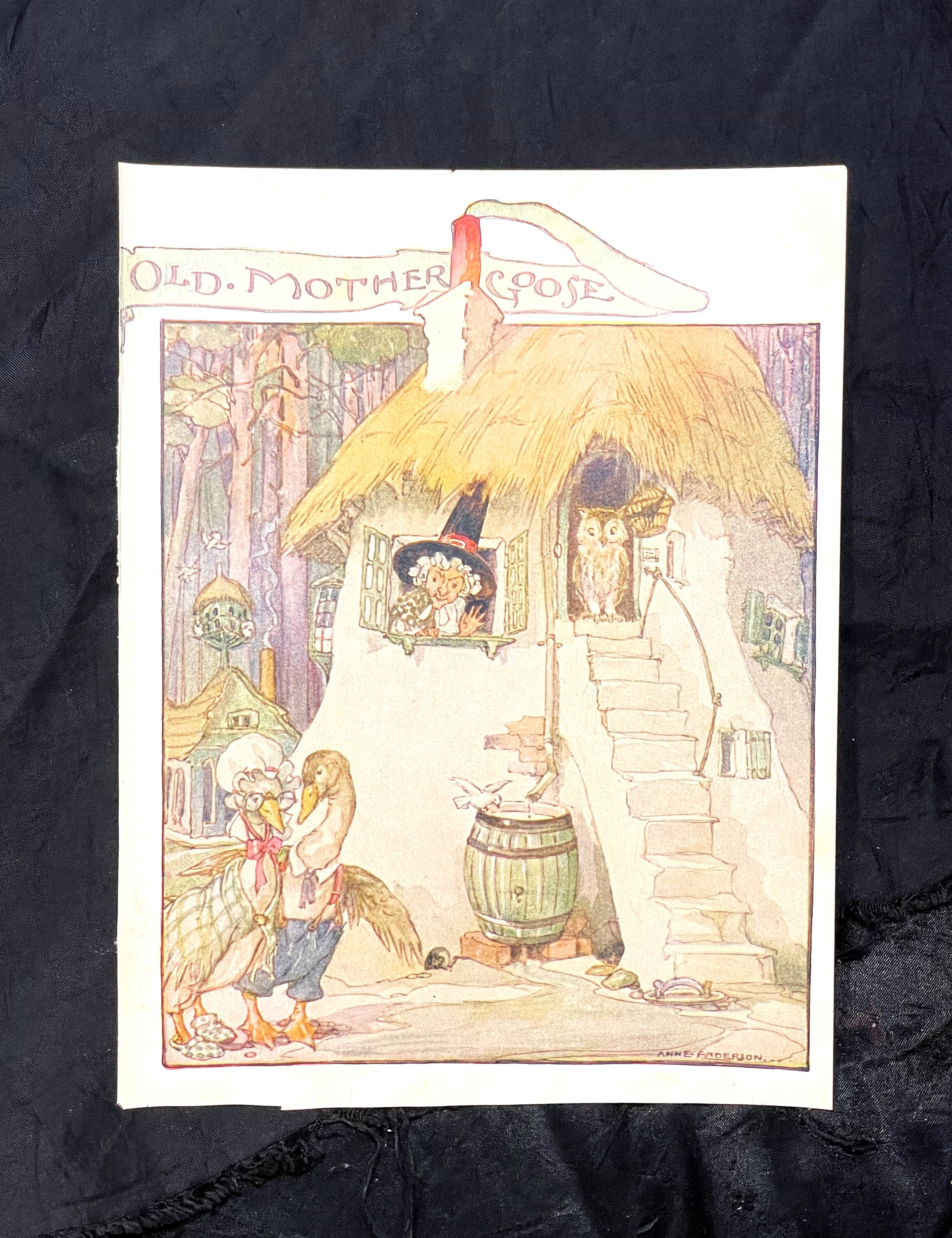 Old Mother Goose Anne Anderson 1927 Vintage Children's Lithograph Nursery Illustration
