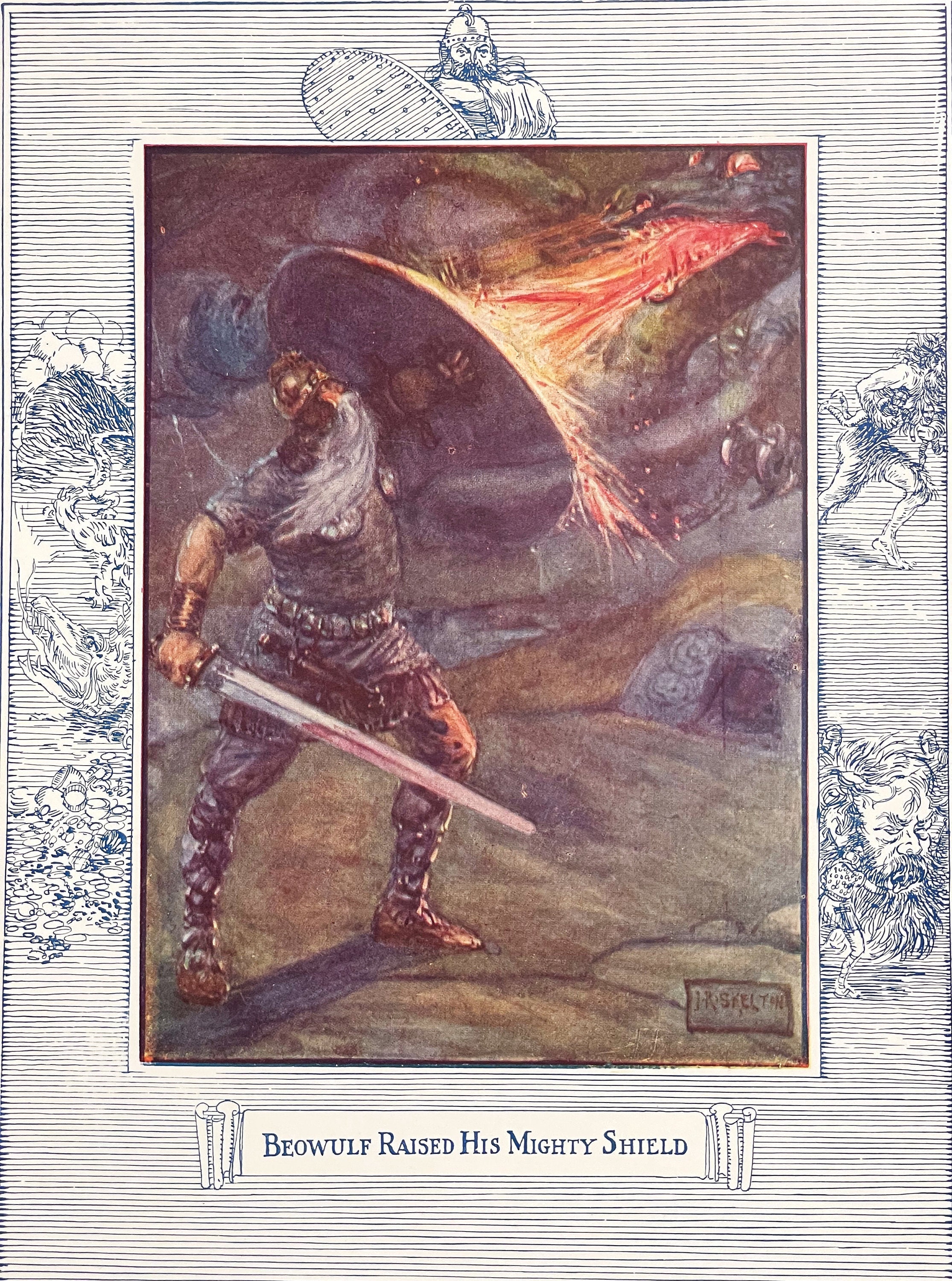 Beowulf Raised His Mighty Shield 1927 Antique Joseph Ratcliffe