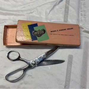Vintage JOY Deluxe Pinking Shears, Leather Case, For Fabric