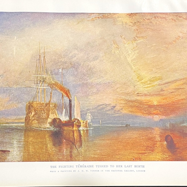 Le combattant 'Temeraire' remorqué jusqu'à son dernier souffle par Turner 1927 Lithographie à voile Impression artistique