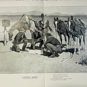 Latest News 1902 Cowboy Western Print by Frederic Remington Monochrome