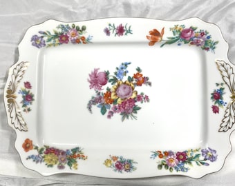 SHOFU Cina piatto da portata ovale Vintage Giappone Fiori floreali colorati