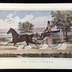 Currier & Ives Vintage &quot;The ROAD SUMMER&quot;  Americana Art Horse and Buggy 1853