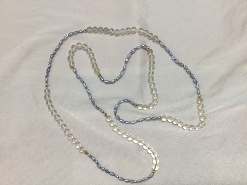 Blue Seed pearl /& Crystal 36 necklace Strand Great Colors FREE SHIPPING USA