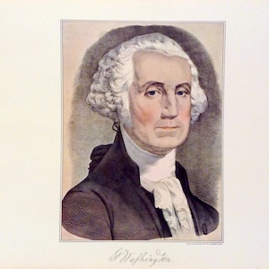 Currier & Ives Vintage Art Print George Washington Portrait Victorian Era Style 1952 reprint