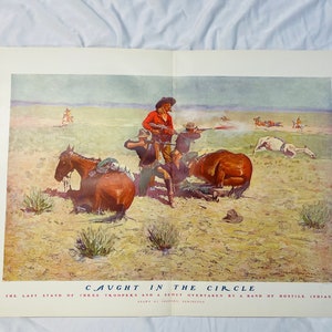 Caught in the Circle 1902 Chromolithograph by Frederic Remington Cowboys and Indians