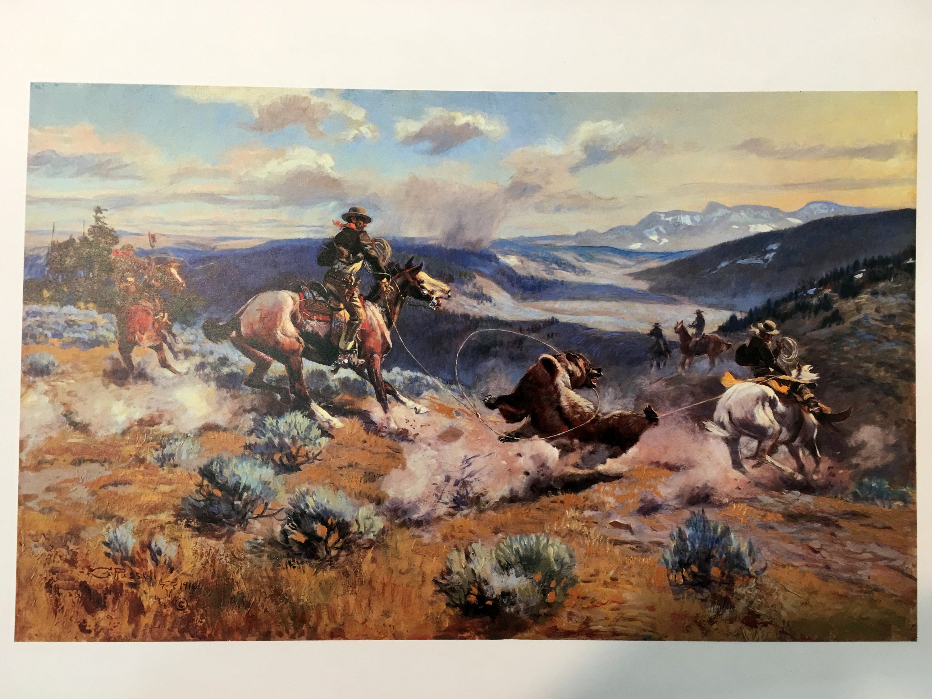 Charles M. Russell Cowboy Art Print: Loops and Swift Horses