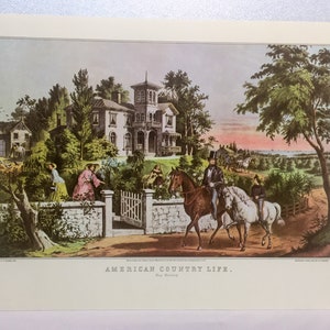 Currier & Ives American Country Life 1855 May Horses Art Lithograph
