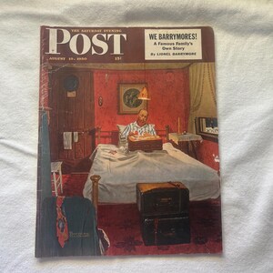Magazyn Saturday Evening Post z 19 sierpnia 1950 r., okładka Solitair Illustrated, gra w karty Normana Rockwella