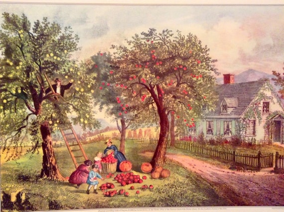 Estampe Vintage Currier & Ives – Vue Sur L'Hudson, Ruggies House, Newburgh (Reproduction)