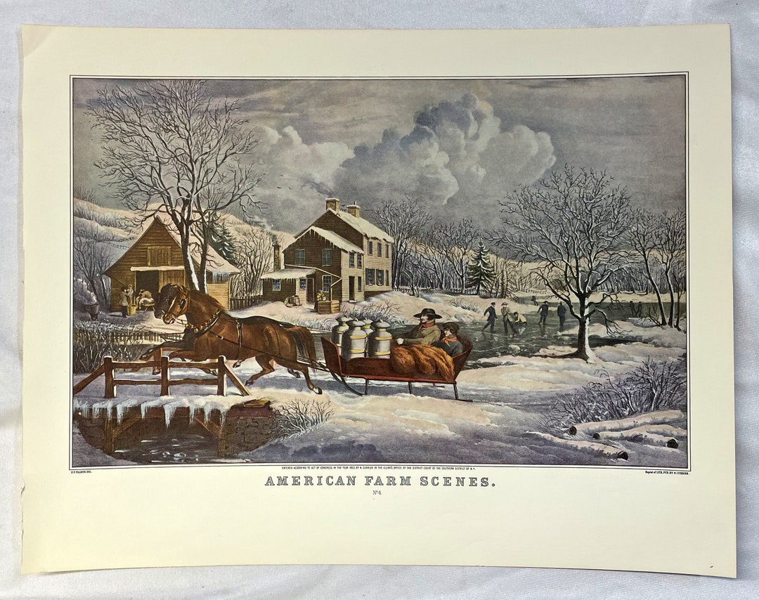 Currier & Ives Vintage 1853 Print American Farm Scenes No. 4 Fanny