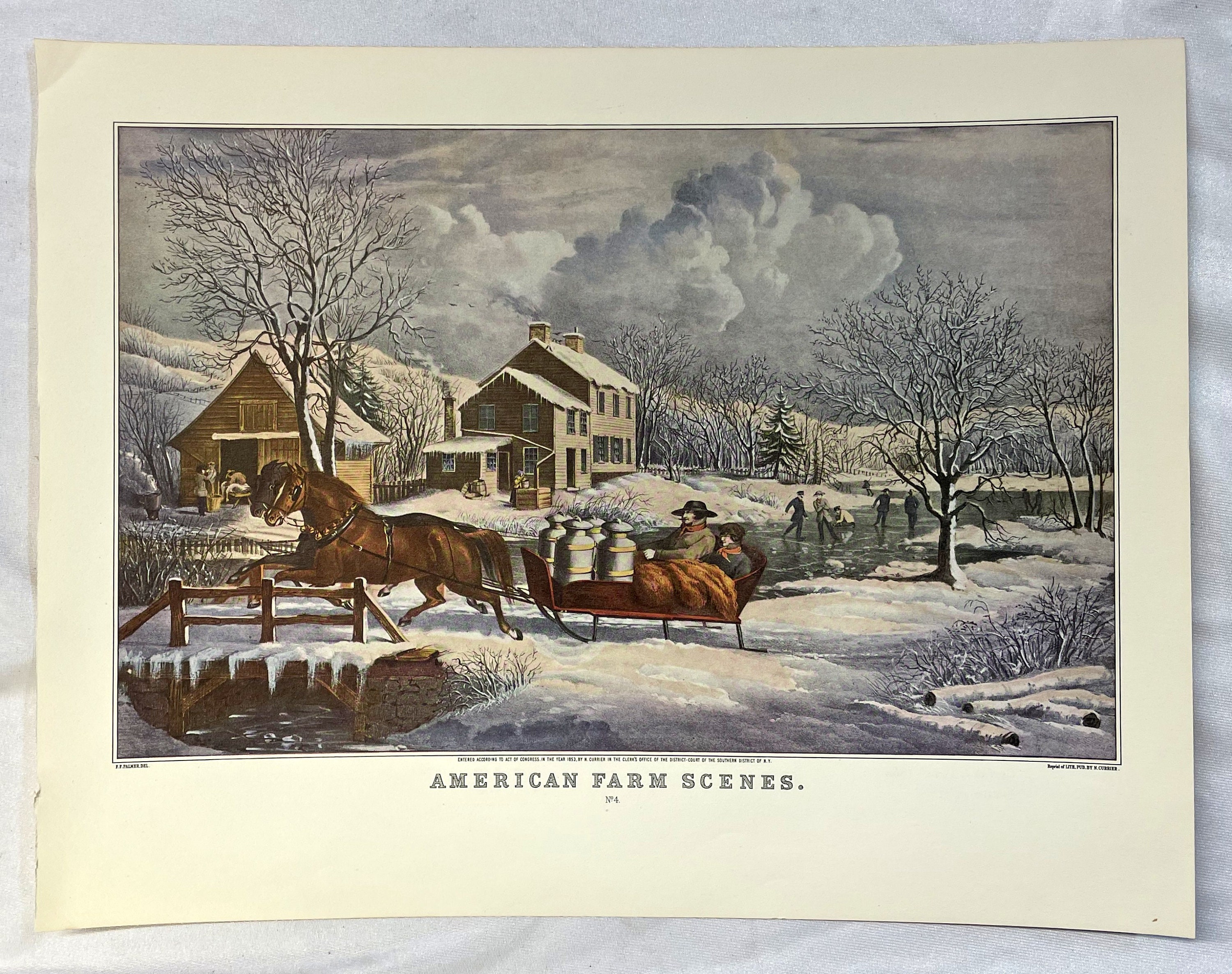 Currier & Ives Vintage 1853 Print American Farm Scenes: No. 4 