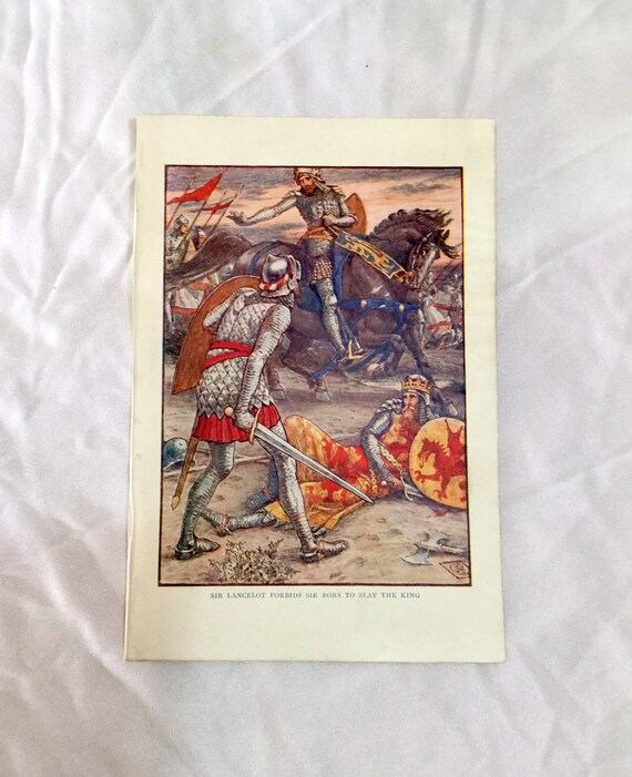 Walter Crane Art 1911 Knights Of Round Table Sir Lancelot Etsy