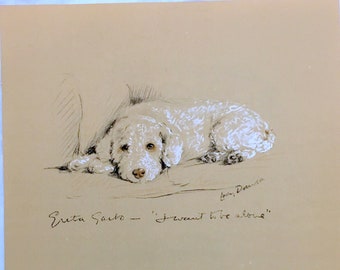 Vintage Lucy Dawson Poodle Lithograph: 1940s Dog Art Print