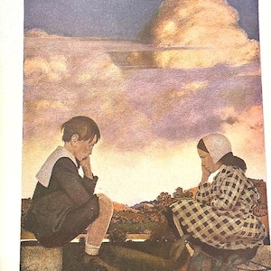 Maxfield Parrish 1904 Art Print The Little Peach Children Clouds