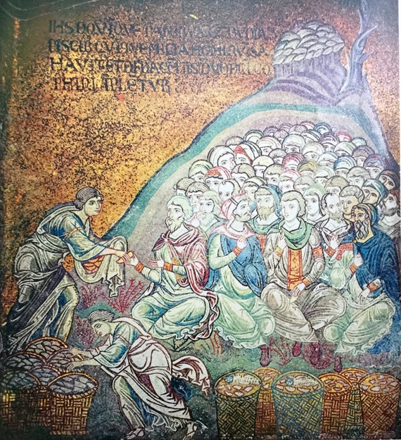 パンと魚の奇跡 イエス キリスト教美術 1957年 フォトグラビア