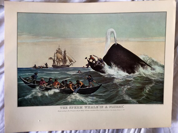 CURRIER & IVES Art Print the Sperm Whale 