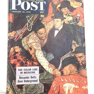 Saturday Evening Post January 24 1948 Trip on a Ski Train  cover Norman Rockwell