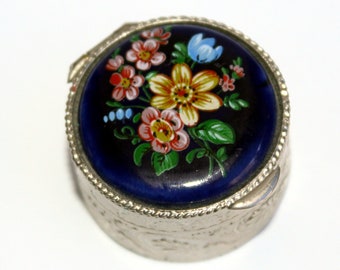 Small Pill Box / Trinket Box With Decorative Lid Made In Italy