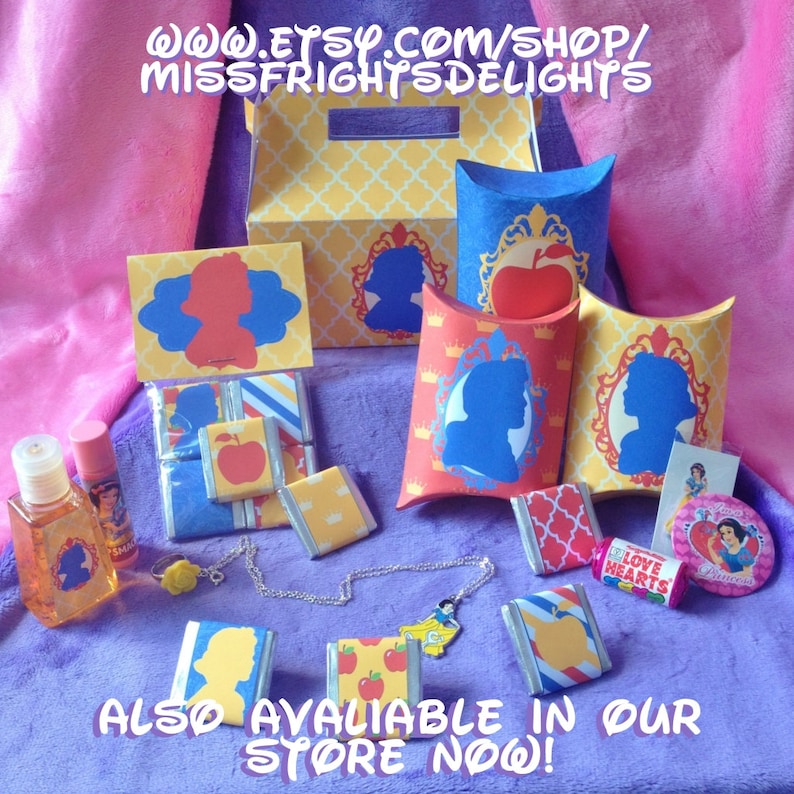 Snow White Pillow Boxes Instant Download Printable Snowwhite Gift Box Party Favors Pack Set Princess Party Treat Boxes Cute Present Idea