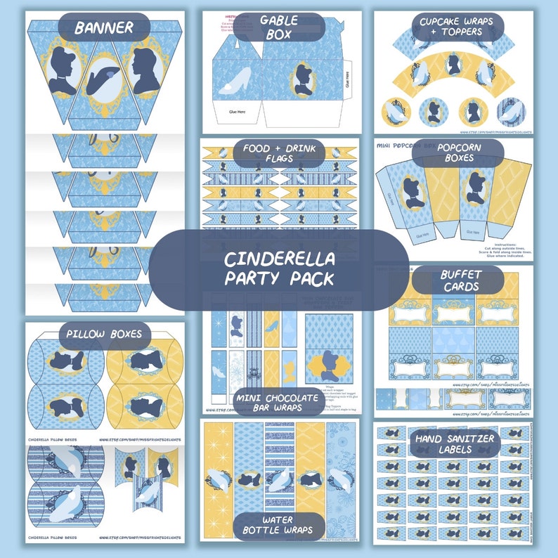 Cinderella Gable Box Disney Inspired Glass Slipper Treat Bag Box Idea Princess Party Instant Download Printable Gift Box Party Favors