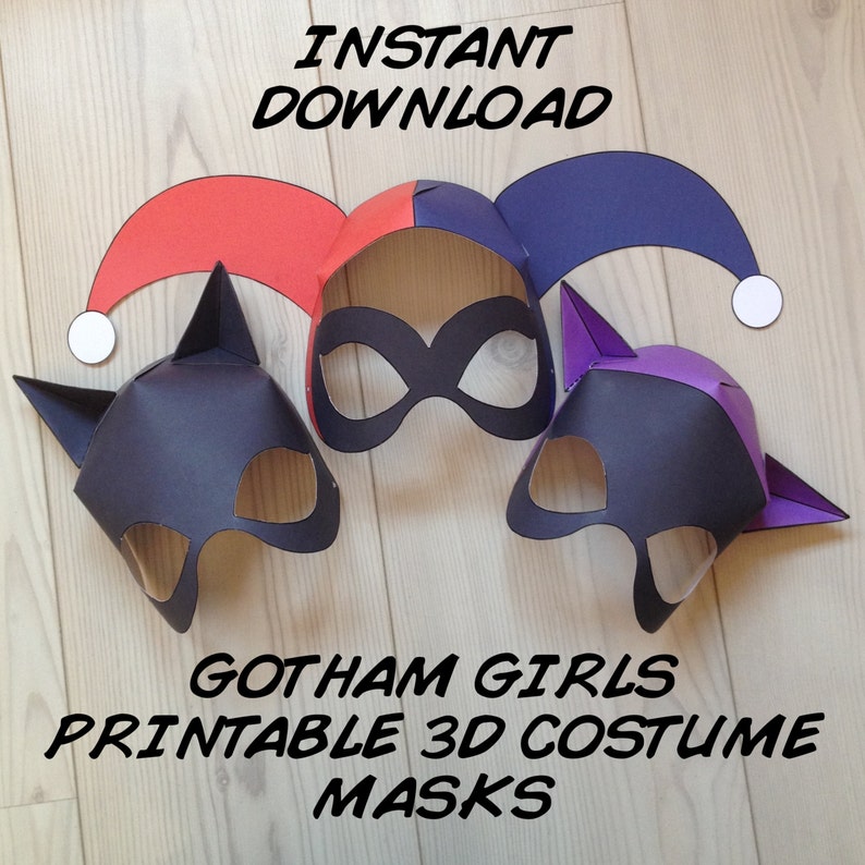 Gotham Ladies Encouraged 3D Printable Masks - Quick Obtain - Metropolis Sirens - Harley Quinn Catwoman Batgirl - Cosplay Dress Mask Printable image relating to Batgirl Mask Printable identified as Gotham Gals Impressed 3D Printable Masks - Instantaneous Obtain - Metropolis Sirens - Harley Quinn Catwoman Batgirl - Cosplay Gown Mask Printable