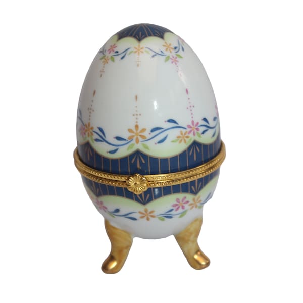 Egg Shaped Porcelain Hinged Trinket Box Ceramic Trinket Box or  Pill box