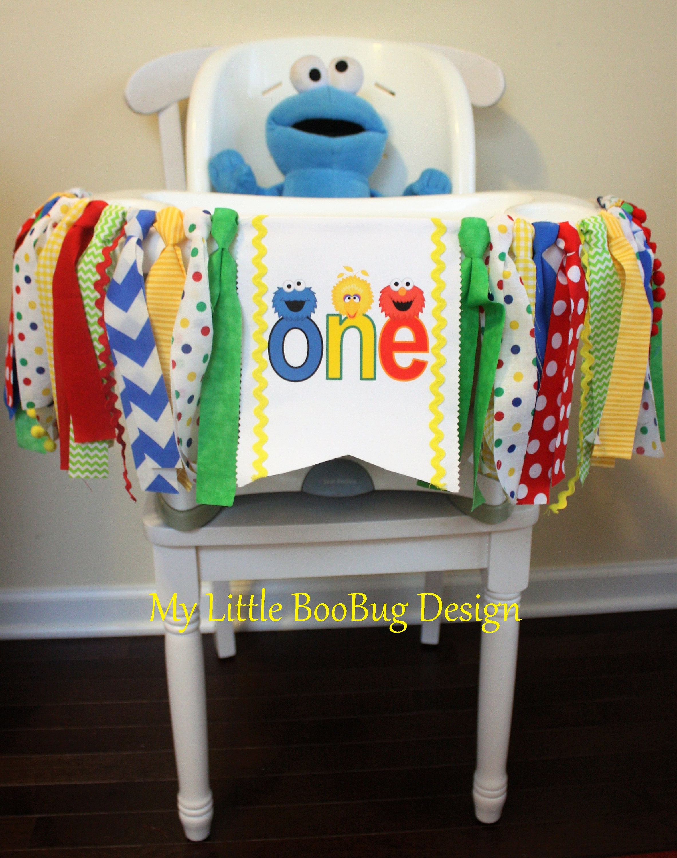 Sesame Street Elmo Baby 1st High Chair Banner Decoration Plus Elmo Baby BIB 1st and BIRTHDAY CARD