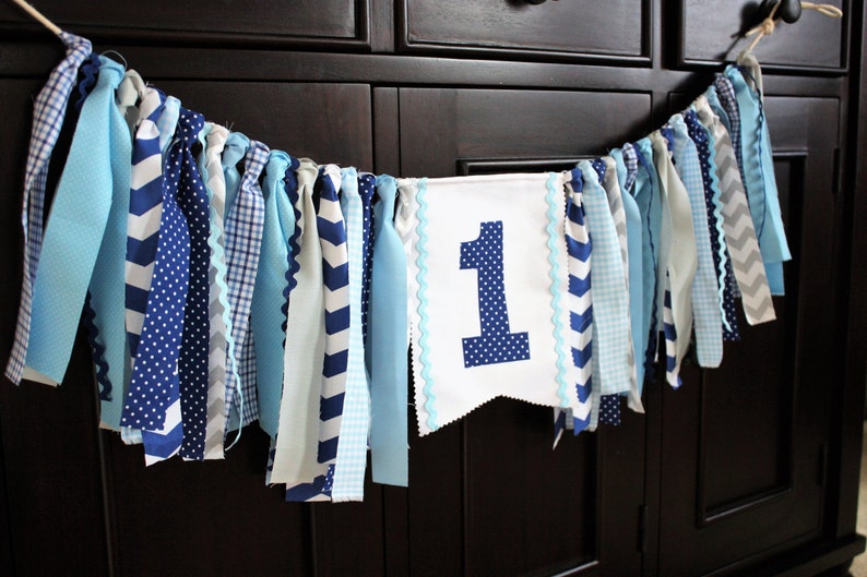 Grey Highchair banner Cake Smash Photo Prop Little Blue truck Highchair Banner 1st Birthday Boy Blue Grey Royal Light Blue Royal Blue