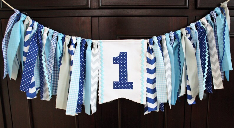 Grey Highchair banner Cake Smash Photo Prop Little Blue truck Highchair Banner 1st Birthday Boy Blue Grey Royal Light Blue Royal Blue