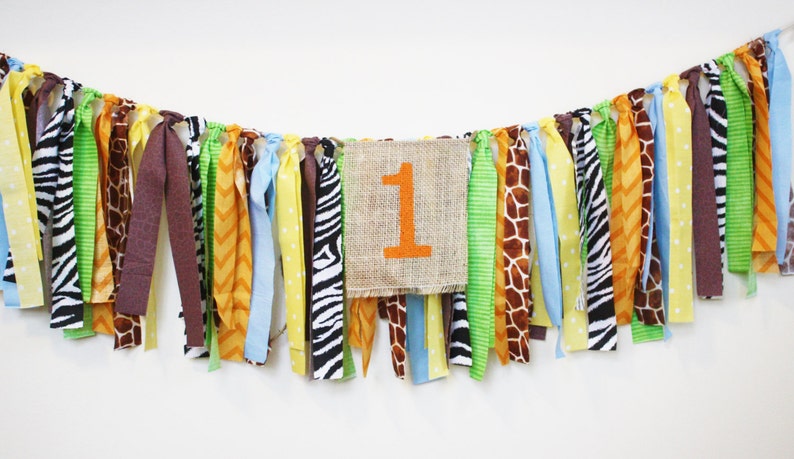 Jungle Safari Birthday Party Highchair Banner 1st Image 0