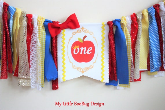 Snow White Inspired Highchair banner, 1st birthday girl, Princess High chair banner Il_570xn