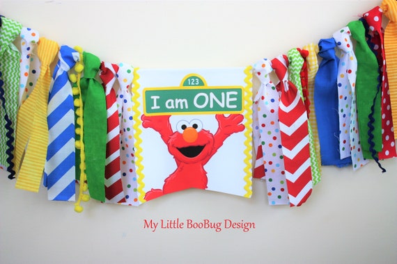 Sesame Street Elmo Inspired 1st Birthday Highchair banner, 1st birthday boy girl, First Birthday Cake Smash Photo Prop high chair Il_570xn