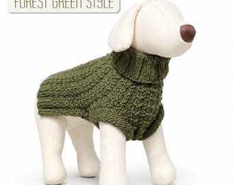 Handmade Dog Sweater |  Green Soft Knit Puppy Jumper | Warm & Cozy Pet Clothes