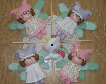 Fairies and unicorn baby mobile