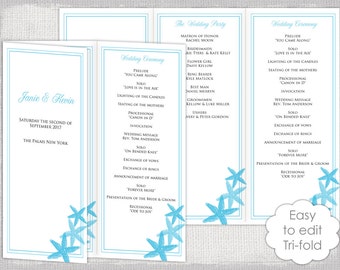 trifold wedding program etsy