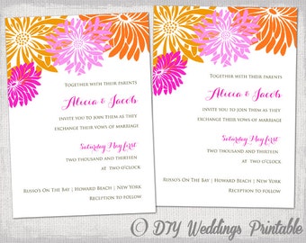 pink wedding invitation template diy printable wedding etsy