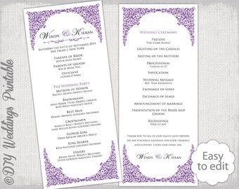 fall wedding program template fall leaves etsy
