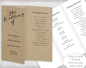 trifold program etsy