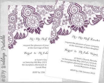 rustic wedding invitation template wood lace etsy