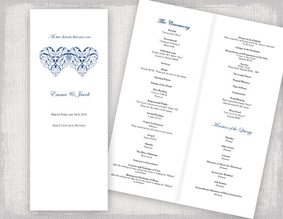 Catholic Wedding Program Template Printable Ceremony Program Etsy