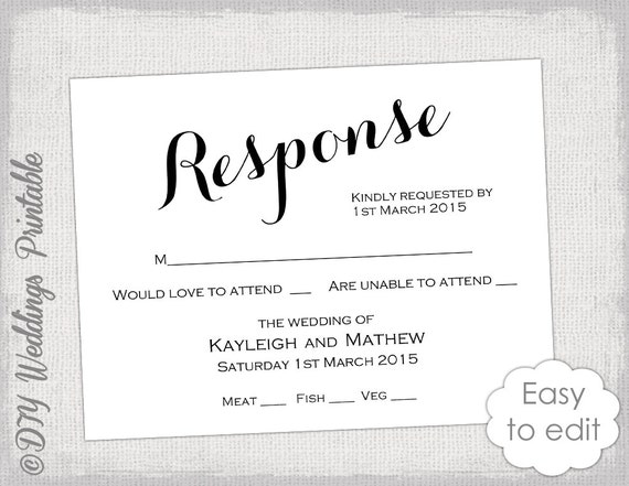 rsvp template diy calligraphy carolyna printable etsy