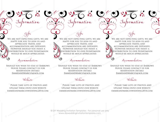 Pocketfold Wedding Invitation Template Diy Apple Red And Black
